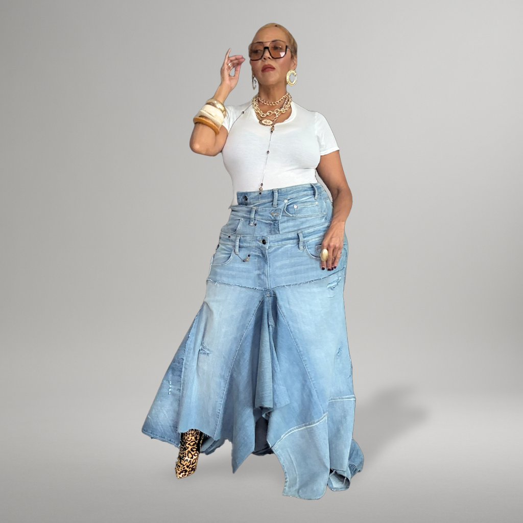 MIXED EMOTIONS - DENIM RECONSTRUCTED SKIRT