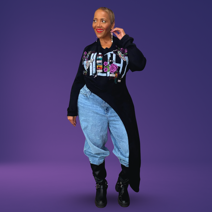 PROMISE BLACK AND PURPLE SWEATSHIRT