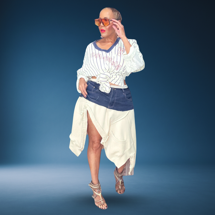 HALF TIME HOODIE TAN SKIRT