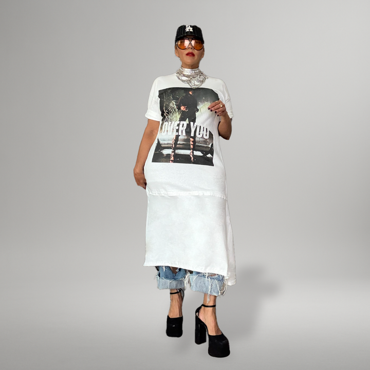 OVER YOU - RECONSTRUCTED LACE-BACK TEE