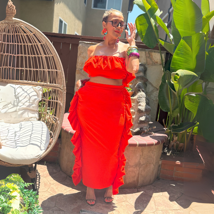 MALACHI ORANGE TWO-PIECE SET