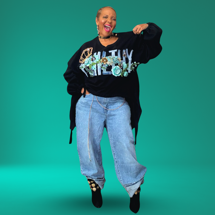 GENESIS BLACK AND TURQUOISE SWEATSHIRT