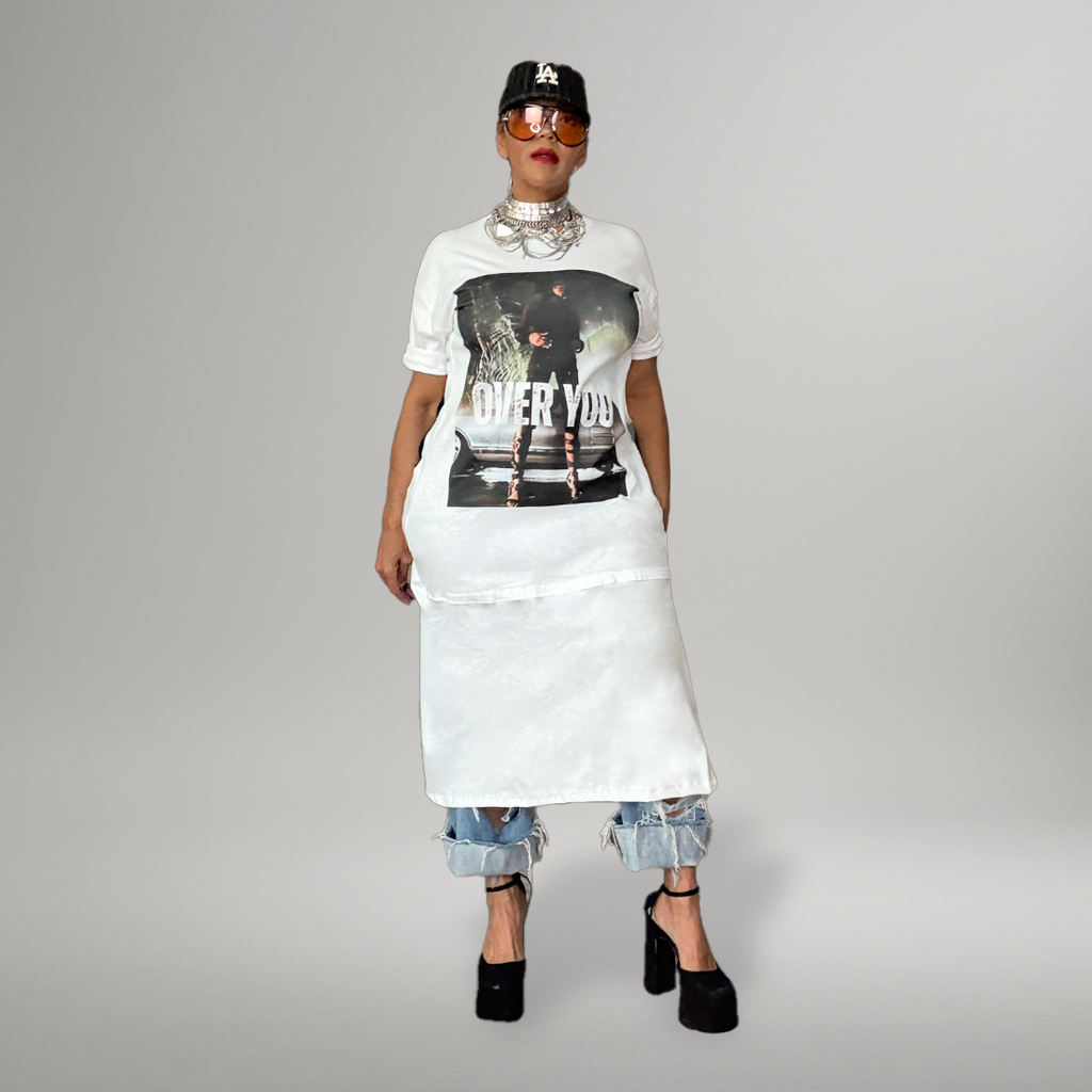 OVER YOU - RECONSTRUCTED LACE-BACK TEE