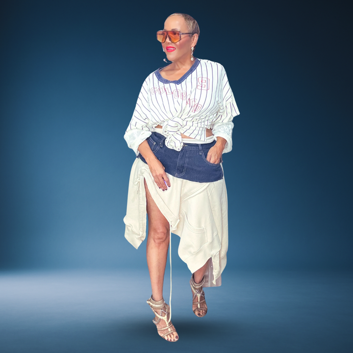 HALF TIME HOODIE TAN SKIRT