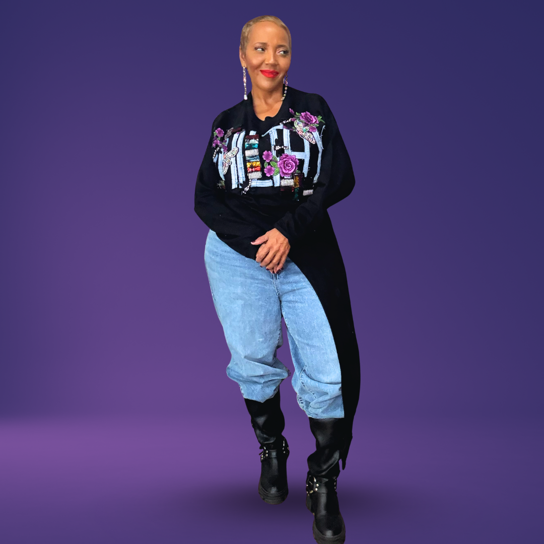 PROMISE BLACK AND PURPLE SWEATSHIRT