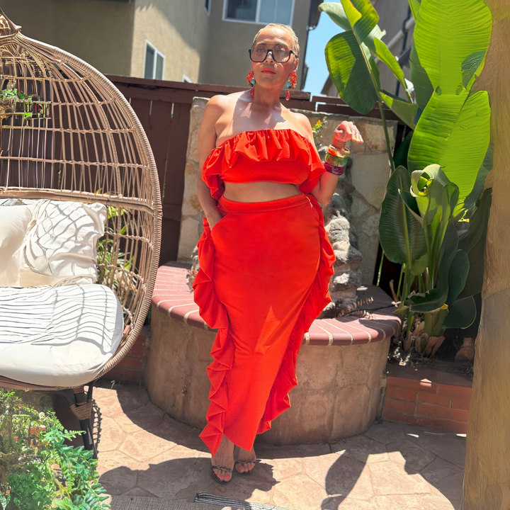 MALACHI ORANGE TWO-PIECE SET