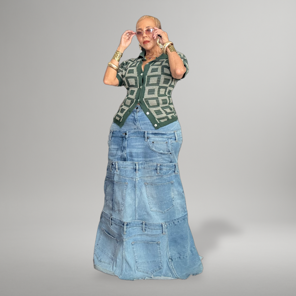 OUT OF ORDER - RECONSTRUCTED DENIM SKIRT