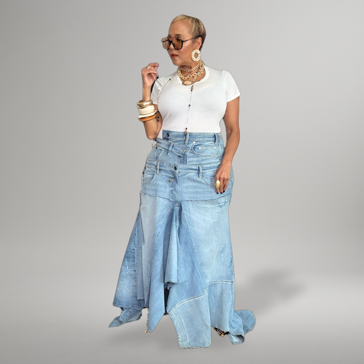 MIXED EMOTIONS - DENIM RECONSTRUCTED SKIRT