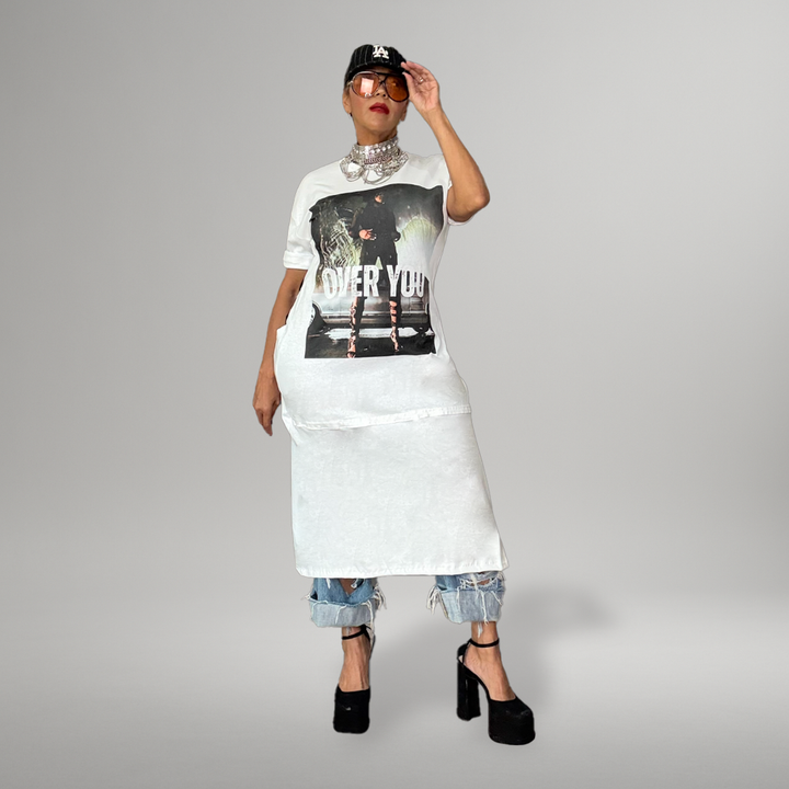 OVER YOU - RECONSTRUCTED LACE-BACK TEE
