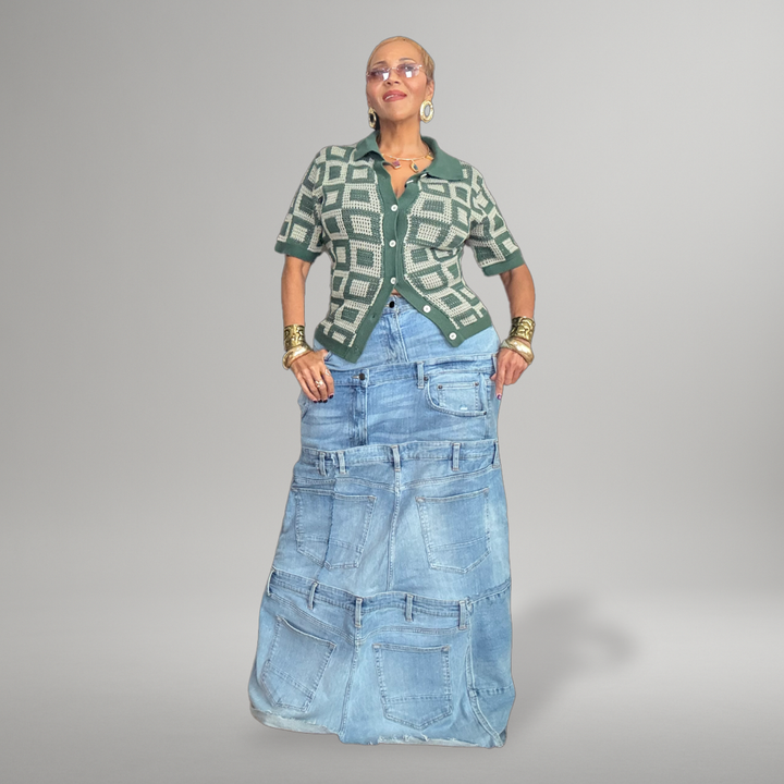 OUT OF ORDER - RECONSTRUCTED DENIM SKIRT