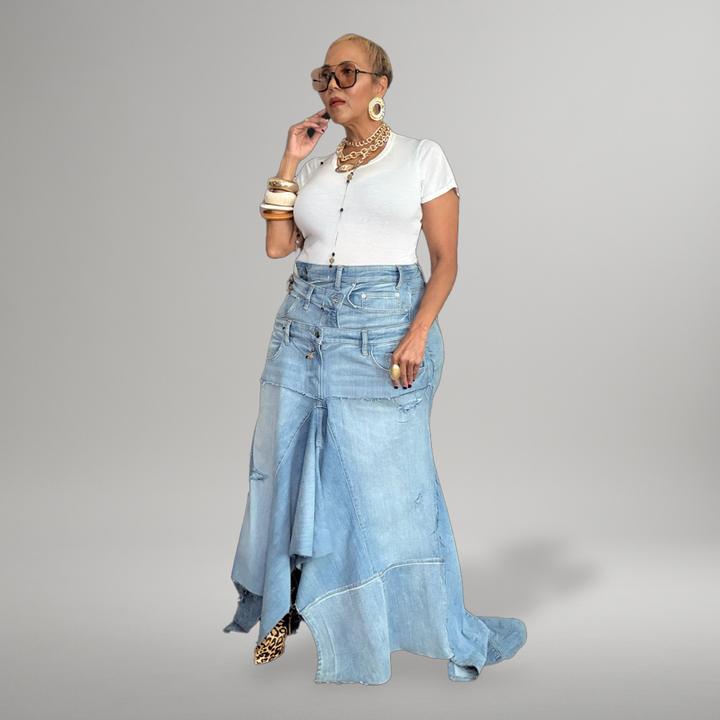 MIXED EMOTIONS - DENIM RECONSTRUCTED SKIRT