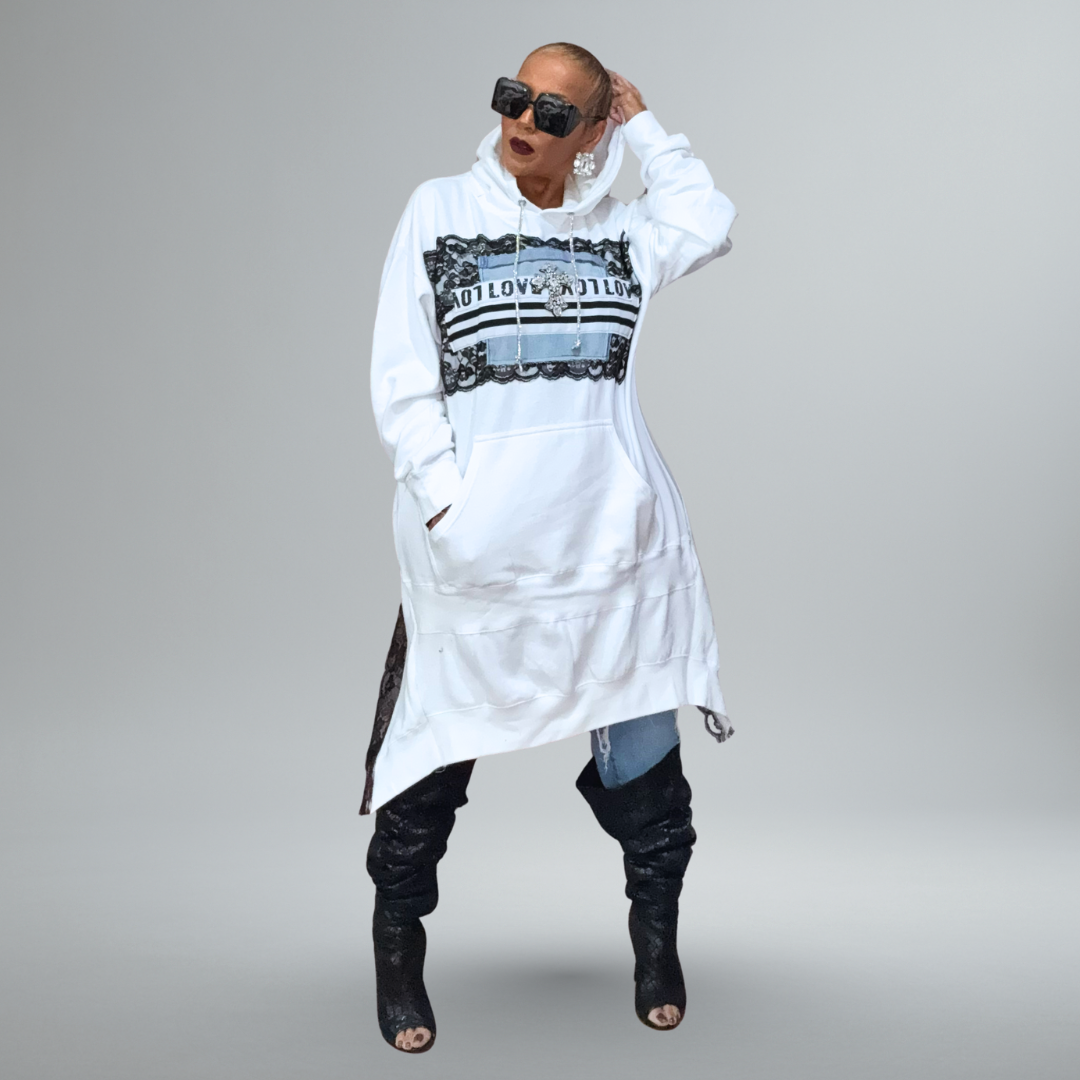 DOUBLE CROSSED WHITE HOODIE