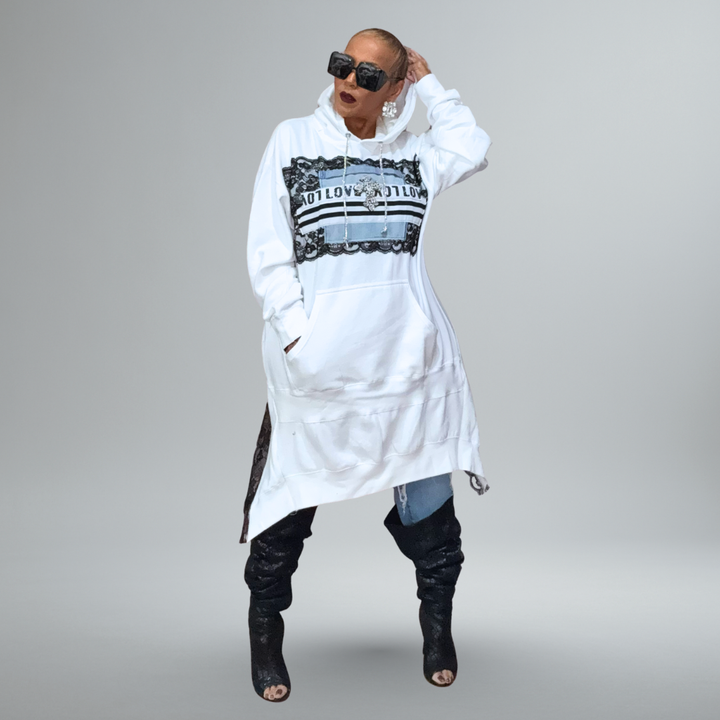 DOUBLE CROSSED WHITE HOODIE