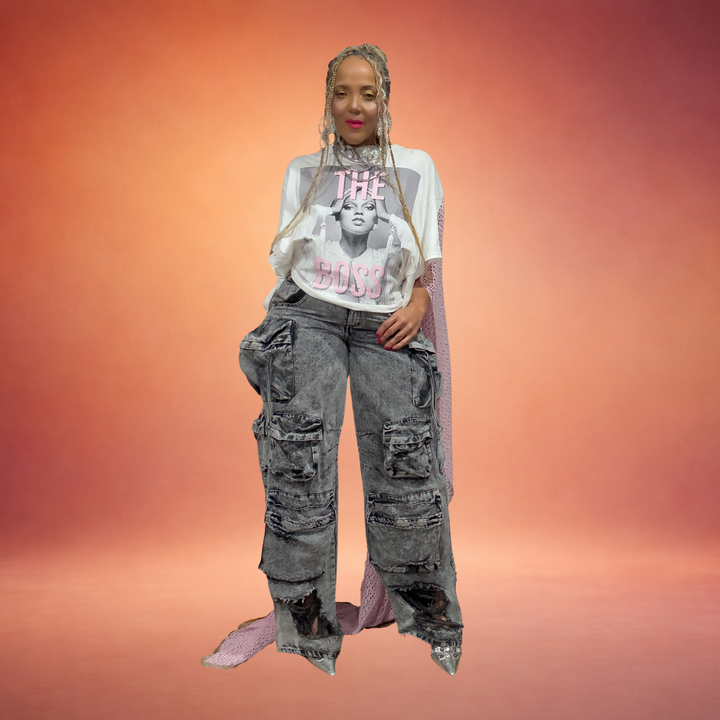 THE BOSS RECONSTRUCTED GRAPHIC TEE WITH NETTED BACKING