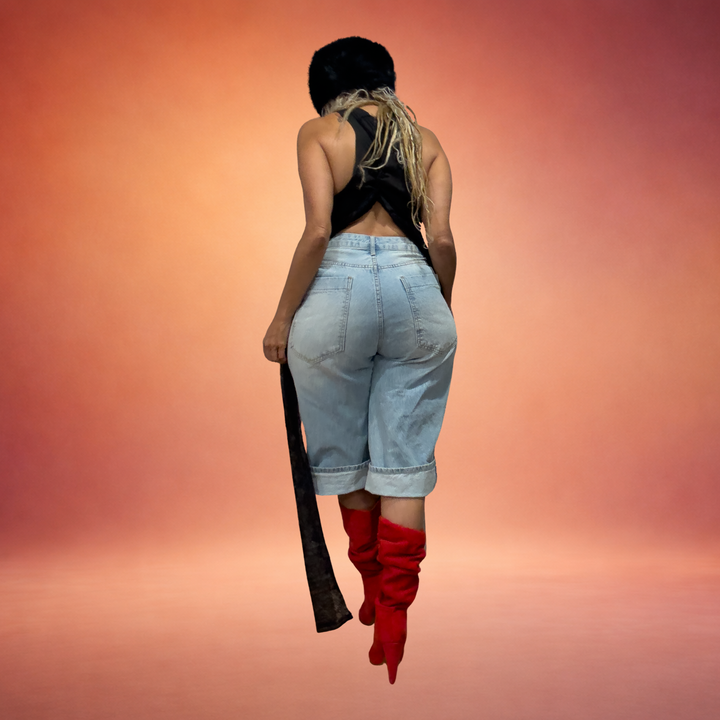 NO MORE DRAMA RECONSTRUCTED GRAPHIC TEE WITH LACE DRAWSTRING