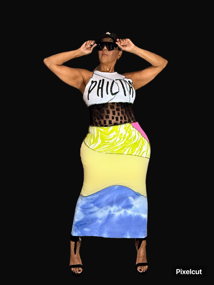 SHE SO PHILTHY - MIDI PATCHWORK DRESS