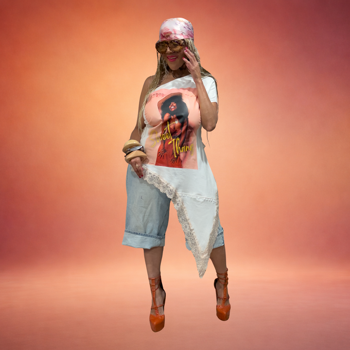 SWEET THANG ASYMMETRIC CUT RECONSTRUCTED TEE